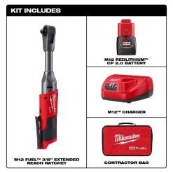 Milwaukee 2560-21 - M12 FUEL™ 3/8" Extended Reach Ratchet Kit 12 Milwaukee 2560-21 - M12 FUEL™ 3/8