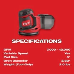 MILWAUKEE 2648-20 - M18 RANDOM ORBIT SANDER - BARE TOOL