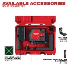 MILWAUKEE 3522-21 - USB REDLITHIUM CROSS LINE & PLUMB POINTS LASER