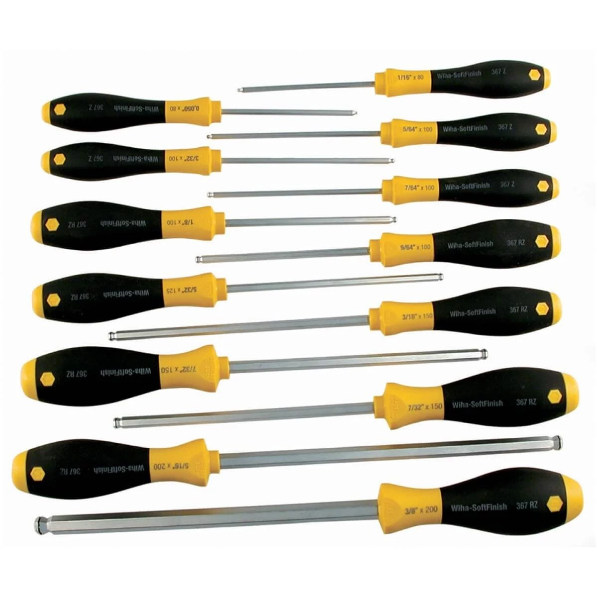 HAND TOOLS Wiha 36791 - 13pc MagicRing SAE Ball End Hex Screwdriver Set 3 HAND TOOLS Wiha 36791 - 13pc MagicRing SAE Ball End Hex Screwdriver Set