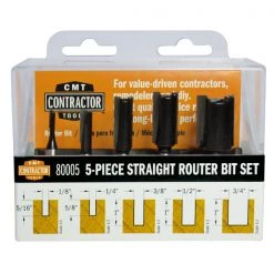 CMT 80005 - 5-PC Set Straight Router Bit Set - S=1/4" - 1/8",1/4",3/8",1/2",3/4"