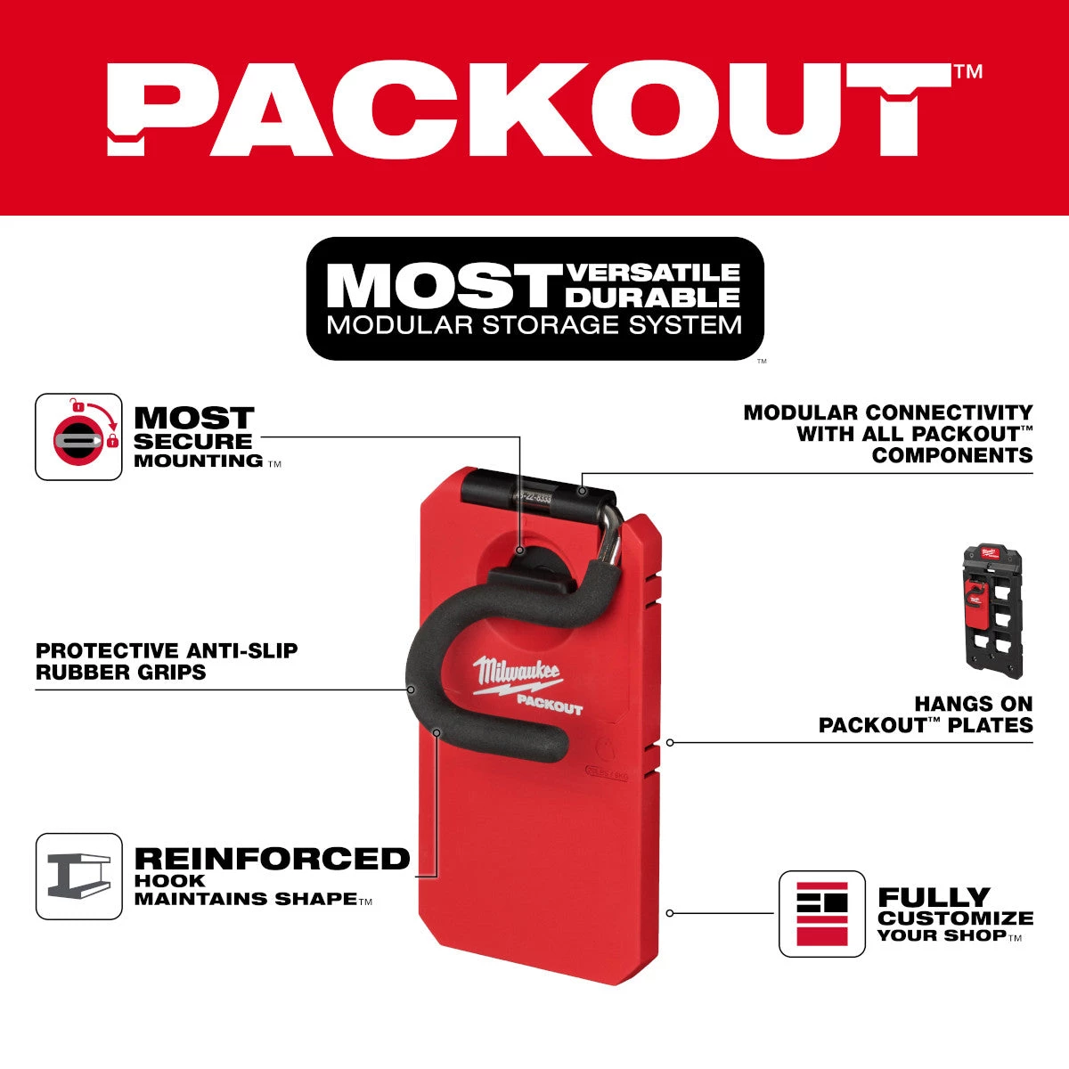 Milwaukee 48-22-8333 - PACKOUT™ 4” S-Hook STORAGE 6 Milwaukee 48-22-8333 - PACKOUT™ 4” S-Hook STORAGE