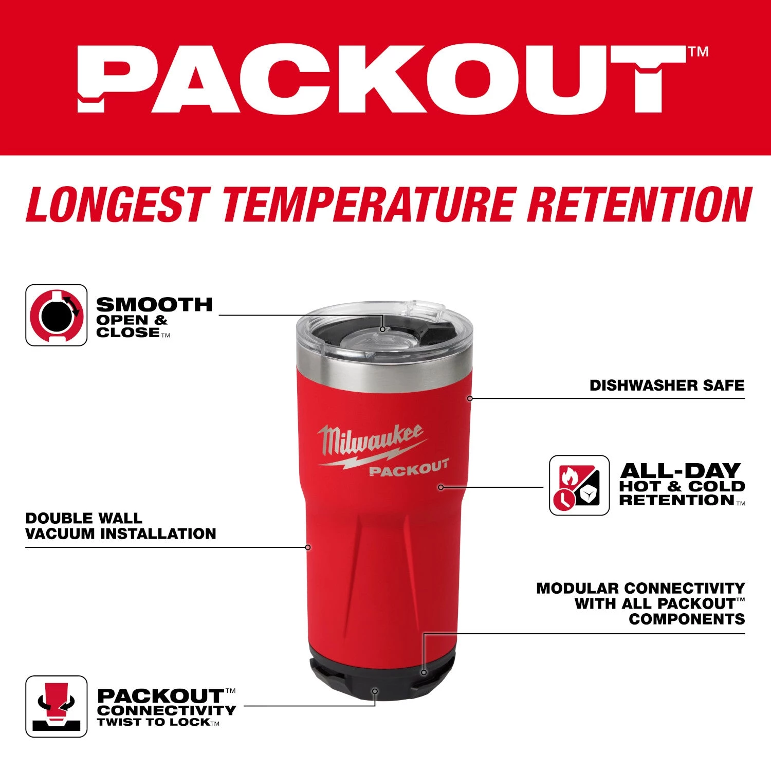 Milwaukee 48-22-8392R - PACKOUT™ 20oz Tumbler SALE 4 Milwaukee 48-22-8392R - PACKOUT™ 20oz Tumbler SALE