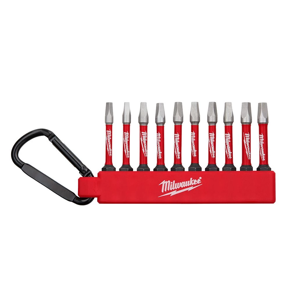 MILWAUKEE 48-32-4090 - #1, #2, #3 SQUARE 10PC CARABINER SHOCKWAVE BIT SET 3 MILWAUKEE 48-32-4090 - #1, #2, #3 SQUARE 10PC CARABINER SHOCKWAVE BIT SET