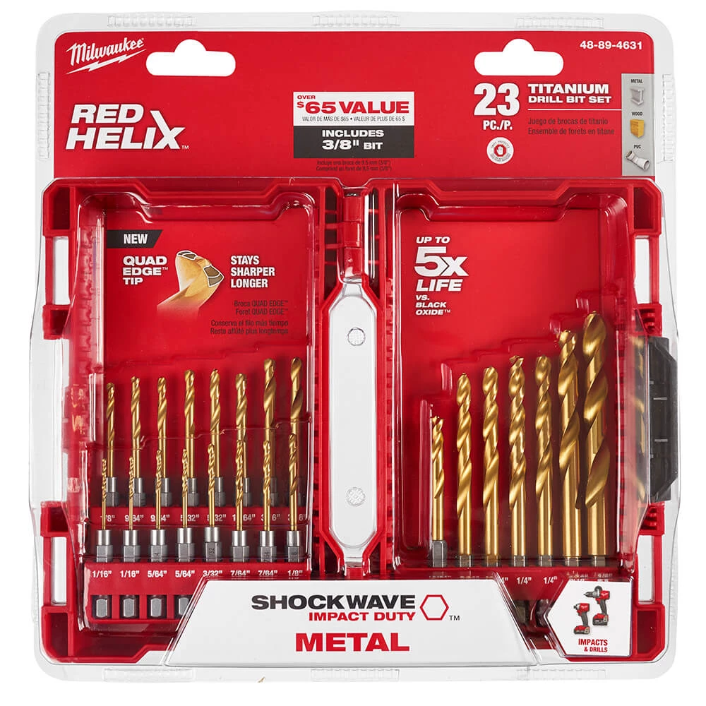DRIVING AND FASTENING ACCESSORIES Milwaukee 48-89-4631 - SHOCKWAVE™ Titanium Drill Bit Set - 23PC 4 DRIVING AND FASTENING ACCESSORIES Milwaukee 48-89-4631 - SHOCKWAVE™ Titanium Drill Bit Set - 23PC