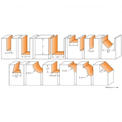 CMT 800.505.11 - 13pc Router Bit Set - 1/2" Shank