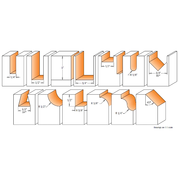 CMT 800.505.11 - 13pc Router Bit Set with 1/2" Shank | High-Performance Woodworking Tools 4 CMT 800.505.11 - 13pc Router Bit Set - 1/2" Shank