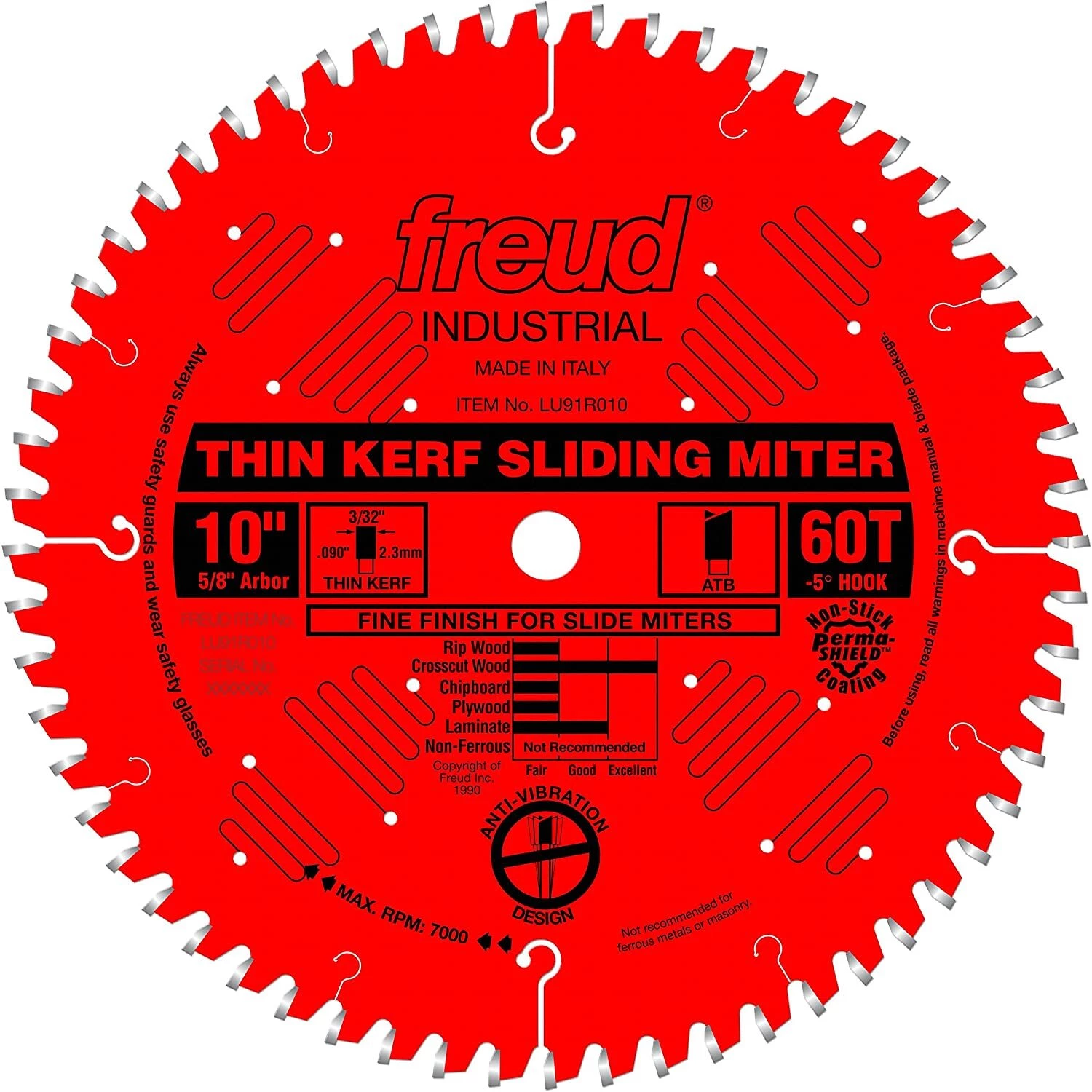 WOODWORKING Freud LU91R012 - 12" 72T Thin Kerf Sliding Compound; Miter Saw Blade 72 Tooth 3 WOODWORKING Freud LU91R012 - 12" 72T Thin Kerf Sliding Compound; Miter Saw Blade 72 Tooth