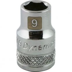 DRIVING AND FASTENING ACCESSORIES Dynamic 3/8" D 6 PT 9MM Chrome Socket