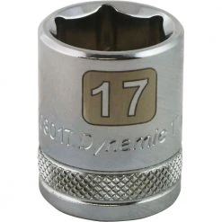 DRIVING AND FASTENING ACCESSORIES Dynamic 3/8" D 6 PT 17MM Chrome Socket