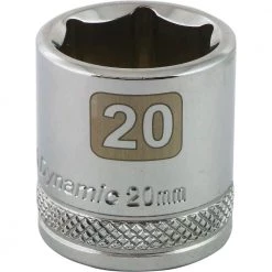 DRIVING AND FASTENING ACCESSORIES Dynamic 3/8" D 6 PT 20MM Chrome Socket