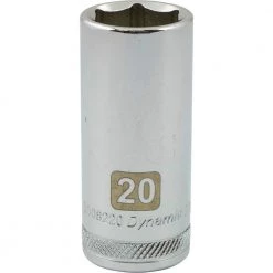 Dynamic 3/8" D 6 PT 20MM DEEP Chrome Socket