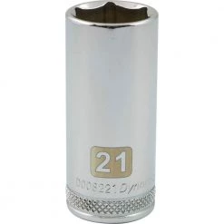 Dynamic 3/8" D 6 PT 21MM DEEP Chrome Socket