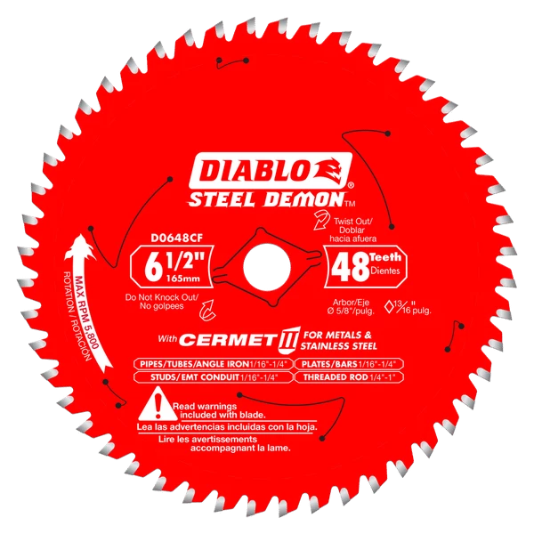 CUTTING ACCESSORIES Diablo D0648CFA - 6 1/2" X 48T Cermet Steel 3 CUTTING ACCESSORIES Diablo D0648CFA - 6 1/2" X 48T Cermet Steel