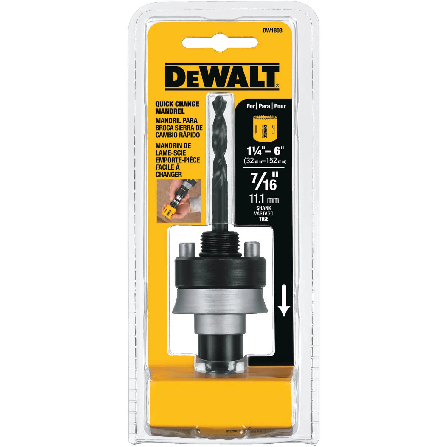 ACCESSORIES DEWALT DW1803 - QUICK CHANGE HOLE SAW MANDRELS 7 ACCESSORIES DEWALT DW1803 - QUICK CHANGE HOLE SAW MANDRELS