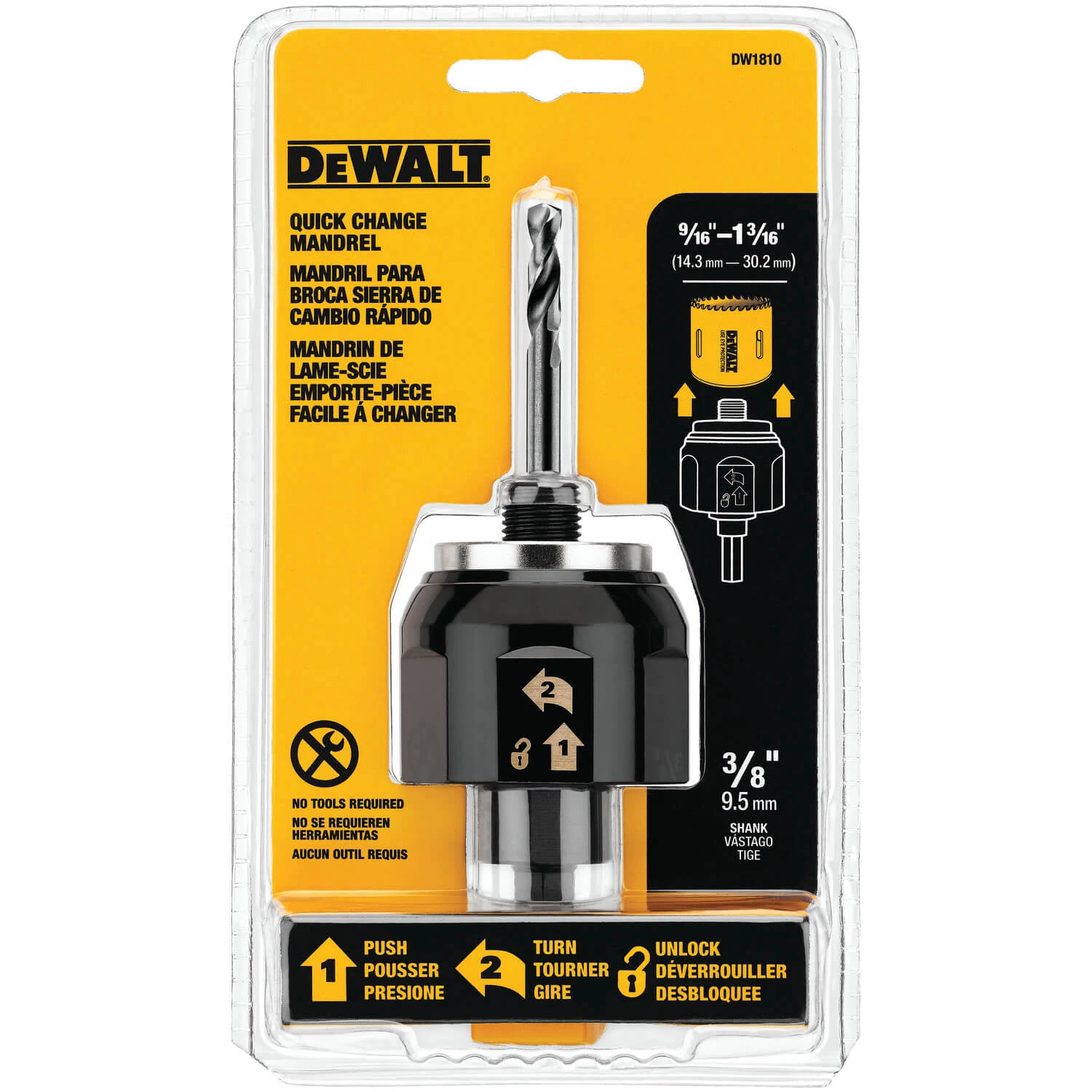 DEWALT DW1810 - HOLE SAW MANDRELS ACCESSORIES 6 DEWALT DW1810 - HOLE SAW MANDRELS ACCESSORIES