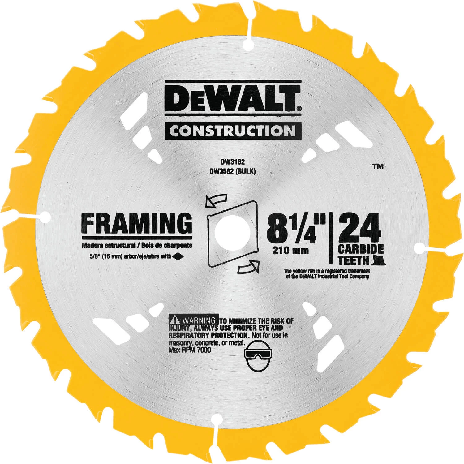 DEWALT DW3182 Series 20 8-1/4-Inch 24 Tooth ATB Framing Saw Blade With 5/8-Inch Arbor 3 DEWALT DW3182 Series 20 8-1/4-Inch 24 Tooth ATB Framing Saw Blade With 5/8-Inch Arbor