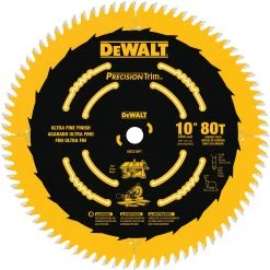 DEWALT DW3218PT 10-Inch 80 Tooth ATB Crosscutting Saw Blade With 5/8-Inch Arbor And Tough Coat Finish