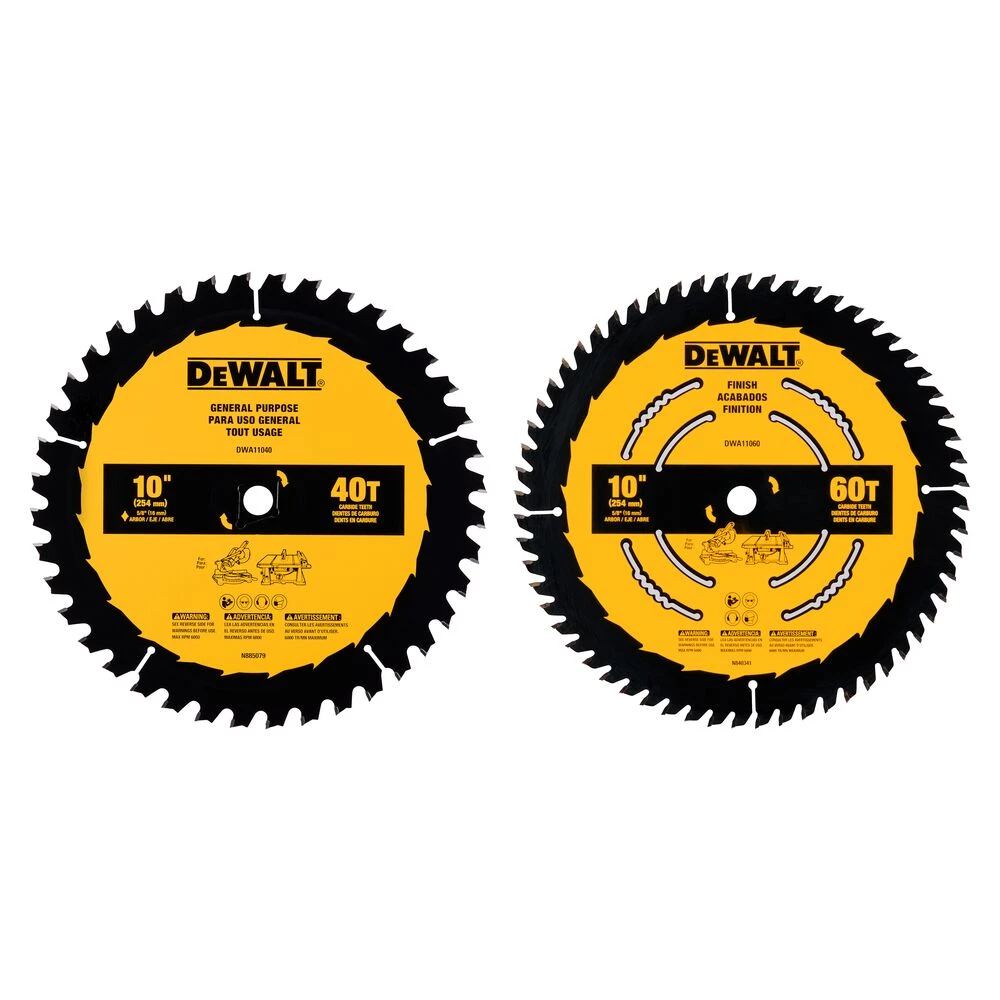 WHAT'S NEW DeWalt DWA110CMB - 10 IN 60T & 40T SAW ONE BLADE CONSTRUCTION BLADE SET | High-Performance Cutting Tools 3 WHAT'S NEW Dewalt DWA110CMB - 10 IN 60T & 40T SAW ONE BLADE CONSTRUCTION BLADE SET