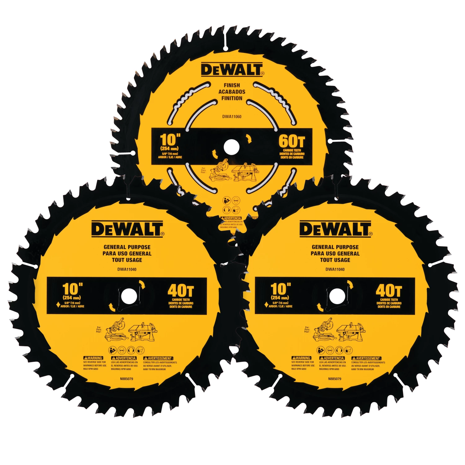 DeWalt DWA110CMB3 - ONE BLADE 10 IN 60T & 2 X 40T SAW BLADE SALE 4 DeWalt DWA110CMB3 - ONE BLADE 10 IN 60T & 2 X 40T SAW BLADE SALE