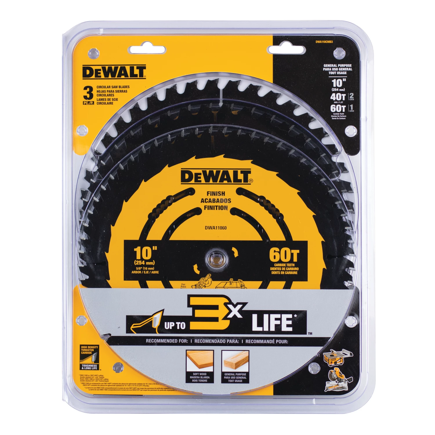 DeWalt DWA110CMB3 - ONE BLADE 10 IN 60T & 2 X 40T SAW BLADE SALE 3 DeWalt DWA110CMB3 - ONE BLADE 10 IN 60T & 2 X 40T SAW BLADE SALE