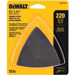 DEWALT DWASPTRI223 Hook And Loop Triangle 220 Grit Sandpaper, 12-Pack ACCESSORIES