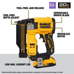 DeWalt DCN623D1 - 20V MAX XR, 23 GAUGE PIN NAILER - (2.0AH) W/ 1 BATTERY AND BAG SALE