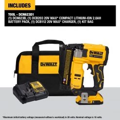 DeWalt DCN623D1 - 20V MAX XR, 23 GAUGE PIN NAILER - (2.0AH) W/ 1 BATTERY AND BAG SALE