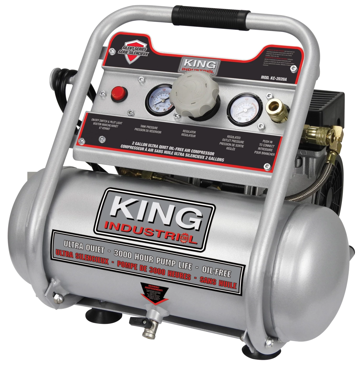 KING CANADA KC-2020A - 2 GALLON OIL-FREE AIR COMPRESSOR 3 KING CANADA KC-2020A - 2 GALLON OIL-FREE AIR COMPRESSOR