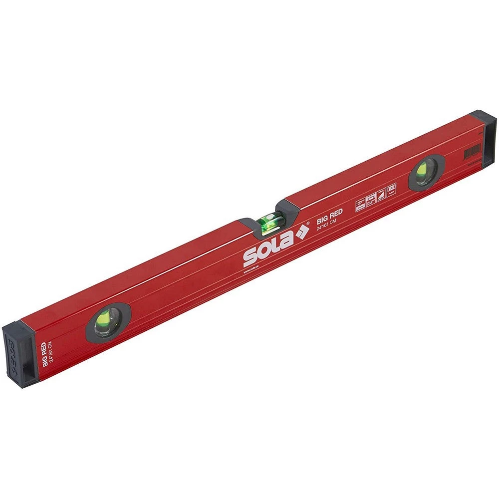 HAND TOOLS SOLA Level LSB24 Big Red Aluminum Box Beam Level With 3 - 60% Magnified Vials, 24-Inch 3 HAND TOOLS SOLA Level LSB24 Big Red Aluminum Box Beam Level With 3 - 60% Magnified Vials, 24-Inch