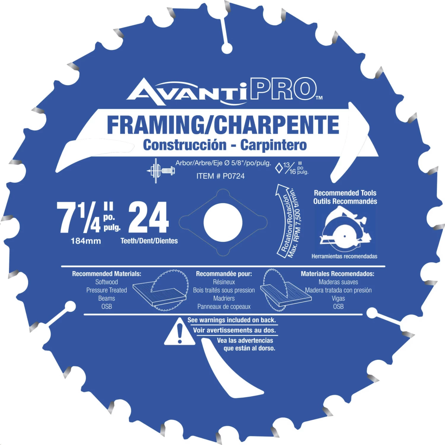 AvantiPro P0724A - 7-1/4" 24T Framing Saw Blade SALE 3 AvantiPro P0724A - 7-1/4" 24T Framing Saw Blade SALE