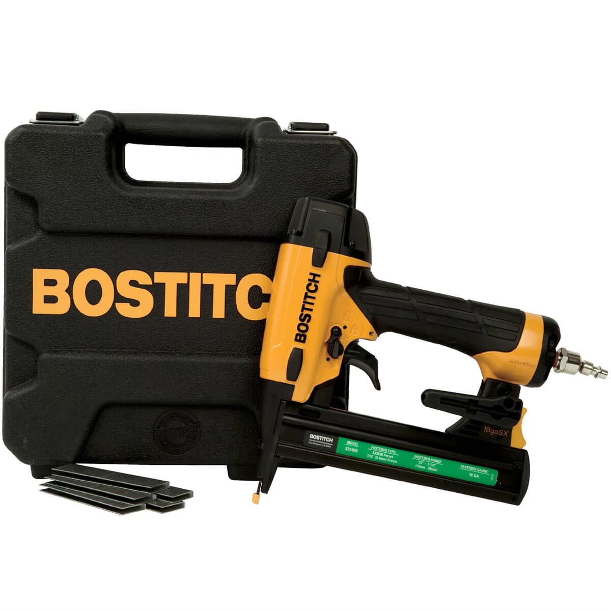 BOSTITCH SX1838K 18 GAUGE FINISH STAPLER KIT 19 BOSTITCH SX1838K 18 GAUGE FINISH STAPLER KIT