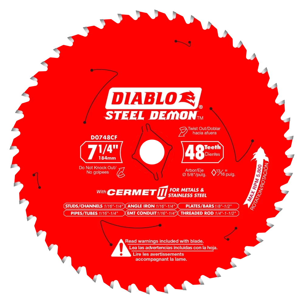FREUD CUTTING ACCESSORIES Diablo D0748CF STEEL DEMON 7 1/4 Inch 48 Teeth Metal And Stainless Steel Cutting Saw Blade 3 FREUD CUTTING ACCESSORIES Diablo D0748CF STEEL DEMON 7 1/4 Inch 48 Teeth Metal And Stainless Steel Cutting Saw Blade
