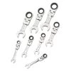 DYNAMIC WHAT'S NEW 8 PIECE SAE STUBBY FLEX HEAD COMBINATION RATCHETING WRENCH SET