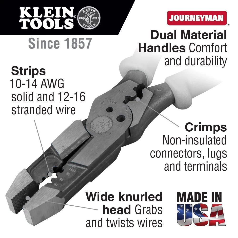 Klein J215-8CR - Hybrid Crimper/Stripper/Cutter Pliers 4 Klein J215-8CR - Hybrid Crimper/Stripper/Cutter Pliers