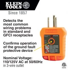 POWER TOOLS Klein RT210 - GFCI Receptacle Tester